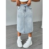 image:imageMakeMeChic Girls Jean Skirt Elastic High Waisted Y2k Summer Cute Denim Midi Skirts with PocketBlue