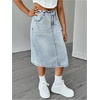 image:imageMakeMeChic Girls Jean Skirt Elastic High Waisted Y2k Summer Cute Denim Midi Skirts with PocketBlue
