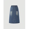 image:imageMakeMeChic Girls Jean Skirt Elastic High Waisted Y2k Summer Cute Denim Midi Skirts with PocketDark Blue