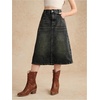 image:imageMakeMeChic Girls Jean Skirt Elastic High Waisted Y2k Summer Cute Denim Midi Skirts with PocketDark Blue a