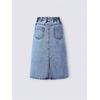 image:imageMakeMeChic Girls Jean Skirt Elastic High Waisted Y2k Summer Cute Denim Midi Skirts with PocketFlower Blue