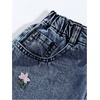 image:imageMakeMeChic Girls Jean Skirt Elastic High Waisted Y2k Summer Cute Denim Midi Skirts with PocketFlower Dark Blue