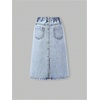 image:imageMakeMeChic Girls Jean Skirt Elastic High Waisted Y2k Summer Cute Denim Midi Skirts with PocketFlower Print