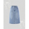 image:imageMakeMeChic Girls Jean Skirt Elastic High Waisted Y2k Summer Cute Denim Midi Skirts with PocketLight Blue