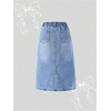 image:imageMakeMeChic Girls Jean Skirt Elastic High Waisted Y2k Summer Cute Denim Midi Skirts with PocketLight Blue