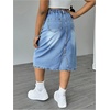 image:imageMakeMeChic Girls Jean Skirt Elastic High Waisted Y2k Summer Cute Denim Midi Skirts with PocketLight Bluea