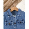 image:imageMakeMeChic Toddler Baby Girl 2 Piece Cute Outfits Long Sleeve Collared Denim Jacket and Pleated A Line Jean Skirt SetsMedium Blue