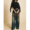 image:imageMakeMeChic Womens Asymmetrical Tops Going Out Chiffon Blouse Dressy Casual Sheer Mesh TopsBlack
