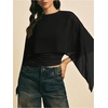 image:imageMakeMeChic Womens Asymmetrical Tops Going Out Chiffon Blouse Dressy Casual Sheer Mesh TopsBlack