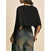 image:imageMakeMeChic Womens Asymmetrical Tops Going Out Chiffon Blouse Dressy Casual Sheer Mesh TopsBlack