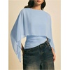 image:imageMakeMeChic Womens Asymmetrical Tops Going Out Chiffon Blouse Dressy Casual Sheer Mesh TopsBlue