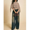 image:imageMakeMeChic Womens Asymmetrical Tops Going Out Chiffon Blouse Dressy Casual Sheer Mesh TopsKhaki