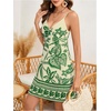 image:imageMakeMeChic Womens Boho Tropical Dress Summer Vacation Spaghetti Strap Sleeveless Floral Beach Short DressesGreen