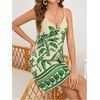 image:imageMakeMeChic Womens Boho Tropical Dress Summer Vacation Spaghetti Strap Sleeveless Floral Beach Short DressesGreen