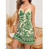 image:imageMakeMeChic Womens Boho Tropical Dress Summer Vacation Spaghetti Strap Sleeveless Floral Beach Short DressesGreen