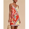 image:imageMakeMeChic Womens Boho Tropical Dress Summer Vacation Spaghetti Strap Sleeveless Floral Beach Short DressesMulticolor
