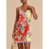 image:imageMakeMeChic Womens Boho Tropical Dress Summer Vacation Spaghetti Strap Sleeveless Floral Beach Short DressesMulticolor