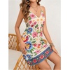image:imageMakeMeChic Womens Boho Tropical Dress Summer Vacation Spaghetti Strap Sleeveless Floral Beach Short DressesMulticolor B