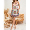 image:imageMakeMeChic Womens Boho Tropical Dress Summer Vacation Spaghetti Strap Sleeveless Floral Beach Short DressesMulticolor B