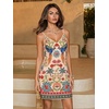 image:imageMakeMeChic Womens Boho Tropical Dress Summer Vacation Spaghetti Strap Sleeveless Floral Beach Short DressesMulticolor D