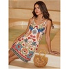 image:imageMakeMeChic Womens Boho Tropical Dress Summer Vacation Spaghetti Strap Sleeveless Floral Beach Short DressesMulticolor D