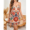 image:imageMakeMeChic Womens Boho Tropical Dress Summer Vacation Spaghetti Strap Sleeveless Floral Beach Short DressesMulticolor a