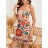 image:imageMakeMeChic Womens Boho Tropical Dress Summer Vacation Spaghetti Strap Sleeveless Floral Beach Short DressesMulticolor a