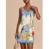 image:imageMakeMeChic Womens Boho Tropical Dress Summer Vacation Spaghetti Strap Sleeveless Floral Beach Short DressesWhite