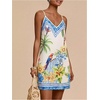image:imageMakeMeChic Womens Boho Tropical Dress Summer Vacation Spaghetti Strap Sleeveless Floral Beach Short DressesWhite