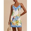 image:imageMakeMeChic Womens Boho Tropical Dress Summer Vacation Spaghetti Strap Sleeveless Floral Beach Short DressesWhite