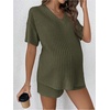 image:imageMakeMeChic Womens Maternity 2 Piece Outfits Summer Short Sleeve Rib Knit Tee Top and Short Lounge Sets ClothesOlive Green