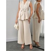 image:imageMakeMeChic Womens Maternity Clothes 2 Piece Sets Wrap V Neck Sleeveless Tops Pants Business Casual OutfitsApricot