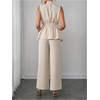 image:imageMakeMeChic Womens Maternity Clothes 2 Piece Sets Wrap V Neck Sleeveless Tops Pants Business Casual OutfitsApricot