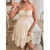 image:imageMakeMeChic Womens Maternity Mini Dress Summer A Line Ruffle Layered Shirred Pregnancy Slip SundressApricot