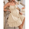 image:imageMakeMeChic Womens Maternity Mini Dress Summer A Line Ruffle Layered Shirred Pregnancy Slip SundressApricot