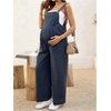 image:imageMakeMeChic Womens Maternity Overalls Summer Gingham Sleeveless Wide Leg Y2K Pregnancy JumpsuitsBlue