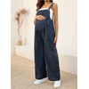 image:imageMakeMeChic Womens Maternity Overalls Summer Gingham Sleeveless Wide Leg Y2K Pregnancy JumpsuitsBlue