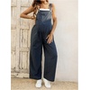 image:imageMakeMeChic Womens Maternity Overalls Summer Gingham Sleeveless Wide Leg Y2K Pregnancy JumpsuitsBlue