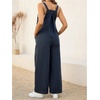 image:imageMakeMeChic Womens Maternity Overalls Summer Gingham Sleeveless Wide Leg Y2K Pregnancy JumpsuitsBlue
