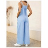 image:imageMakeMeChic Womens Maternity Overalls Summer Gingham Sleeveless Wide Leg Y2K Pregnancy JumpsuitsBlue and White N