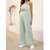 image:imageMakeMeChic Womens Maternity Overalls Summer Gingham Sleeveless Wide Leg Y2K Pregnancy JumpsuitsBlue and Yellow