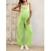 image:imageMakeMeChic Womens Maternity Overalls Summer Gingham Sleeveless Wide Leg Y2K Pregnancy JumpsuitsGreen N