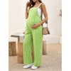 image:imageMakeMeChic Womens Maternity Overalls Summer Gingham Sleeveless Wide Leg Y2K Pregnancy JumpsuitsGreen N