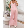 image:imageMakeMeChic Womens Maternity Overalls Summer Gingham Sleeveless Wide Leg Y2K Pregnancy JumpsuitsPink
