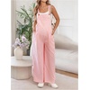 image:imageMakeMeChic Womens Maternity Overalls Summer Gingham Sleeveless Wide Leg Y2K Pregnancy JumpsuitsPink