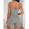 image:imageMakeMeChic Womens Maternity Summer Cami Romper V Neck Rib Knit Pregnancy Short Overalls Jumpsuit Vacation OutfitsLight Grey