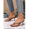 image:imageMakeMeChic Womens PU Leather Kitten Heels Toe Post Slip On Y2K Flip Flop Heeled SandalsChocolate Brown