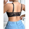image:imageMakeMeChic Womens Plus Size Bra Floral Lace Sheer Spaghetti Strap Wireless BraletteBlack B