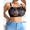 image:imageMakeMeChic Womens Plus Size Bra Floral Lace Sheer Spaghetti Strap Wireless BraletteBlack B