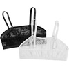 image:imageMakeMeChic Womens Plus Size Bra Floral Lace Sheer Spaghetti Strap Wireless BraletteBlack and White2pc